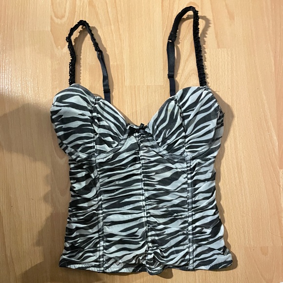 Forever 21 Tops - Forever 21 Zebra Print Bustier Top - Black and White